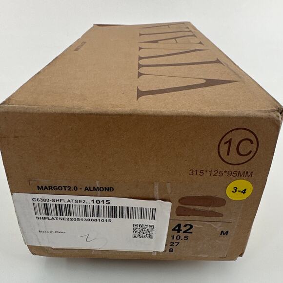 Vivaia Women's Almond Margot 2.0 Square-Toe V-Cut Flats Size 10.5 - Picture 2 of 10